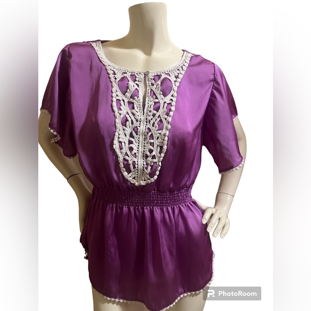 Violet & Claire Satin Embroidered Top